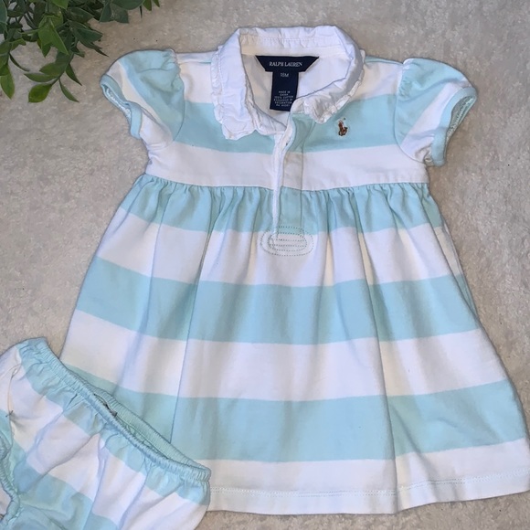 Ralph Lauren Other - Ralph Lauren Blue & White Stripe Dress w/Diaper Cover 18M  EUC
